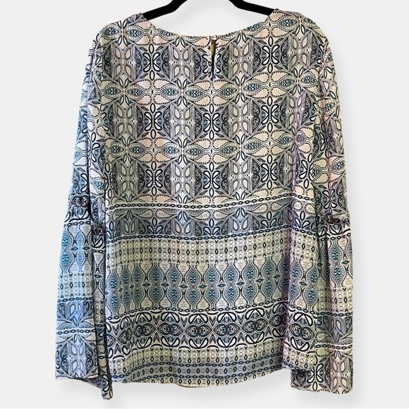 Cremieux NWT Geometric Paisley Bell Sleeve Top Large - Picture 2 of 8